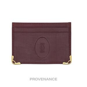 🔴 Cartier Card Holder Wallet - Burgundy Red Leather